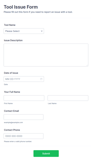 Tool Issue Form Template
