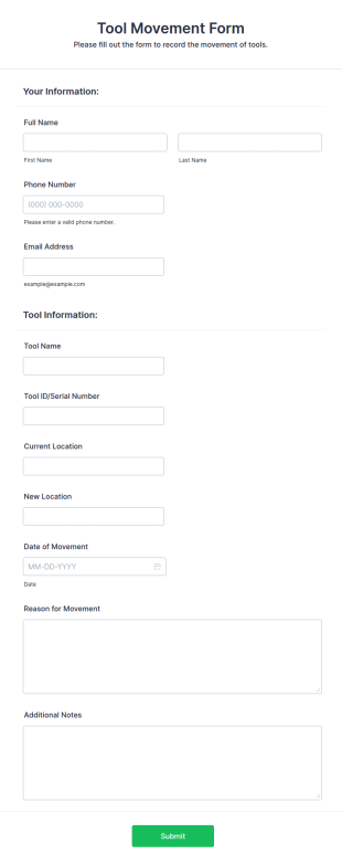 Tool Movement Form Template