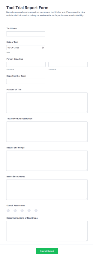 Tool Trial Report Form Template