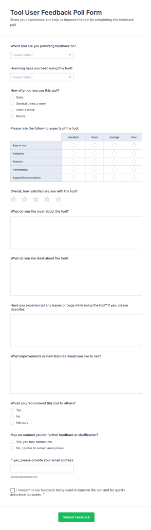 Tool User Feedback Poll Form Template