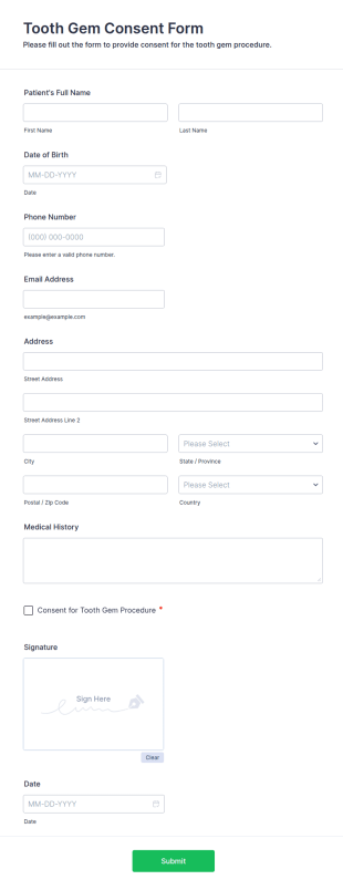 Tooth Gem Consent Form Template