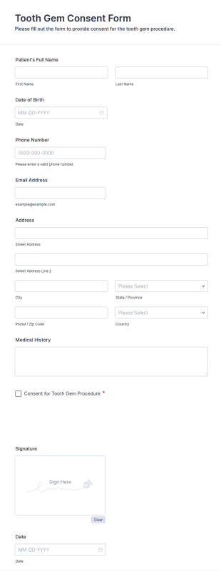 Tooth Gem Consent Form Template
