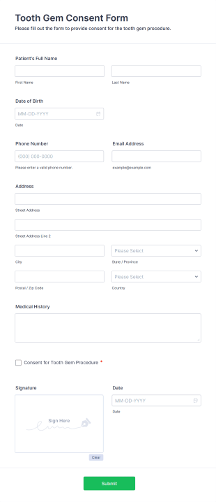 Tooth Gem Consent Form Template