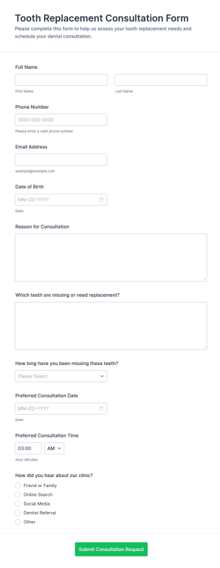 Tooth Replacement Consultation Form Template