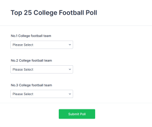 Top 25 College Football Poll Form Template