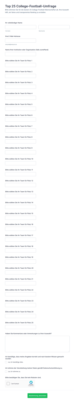 Top 25 College Football Umfrage