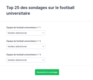 Top 25 Des Sondages Sur Le Football Universitaire