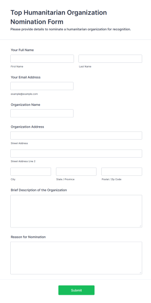 Top Humanitarian Organization Nomination Form Template