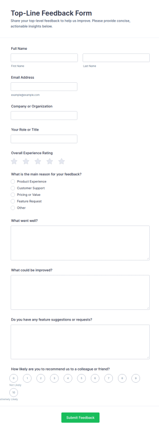 Top Line Feedback Form Template