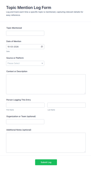 Topic Mention Log Form Template