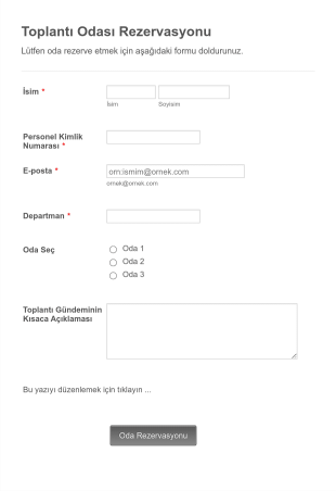 Toplantı Odası Rezervasyon Form Template