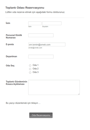 Toplantı Odası Rezervasyon Form Şablonu