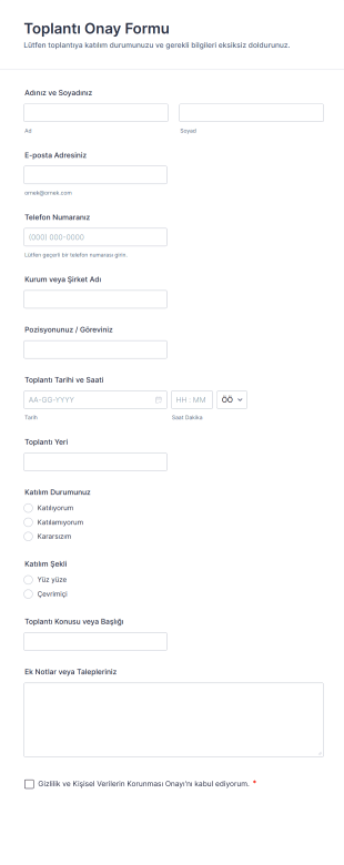 Toplantı Onay Form Şablonu