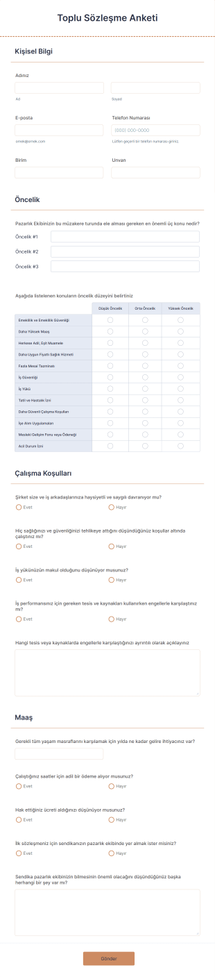 Toplu Sözleşme Anketi Form Template