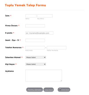 Toplu Yemek Talep Form Şablonu