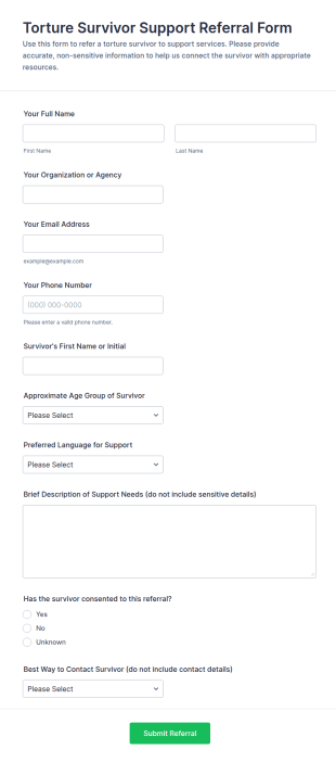 Torture Survivor Support Referral Form Template