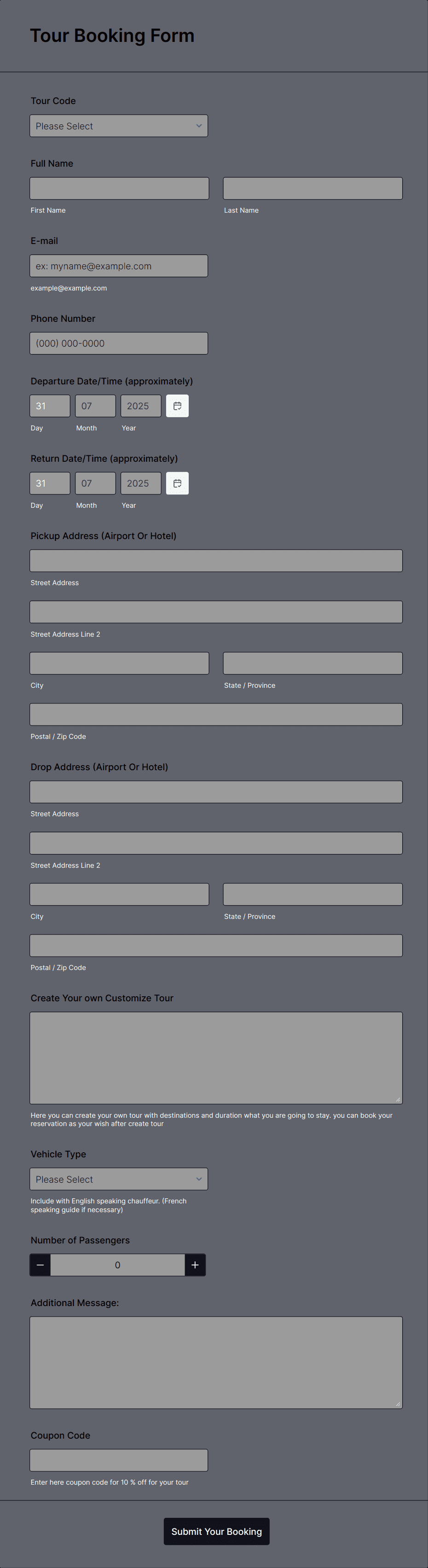 Tour Booking Form Template | Jotform