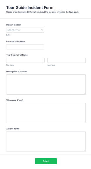Tour Guide Incident Form Template