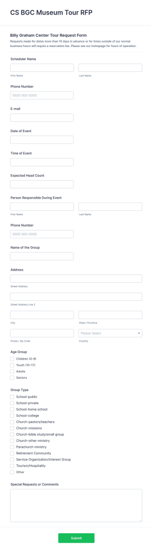 Museum Tour Request Form Template