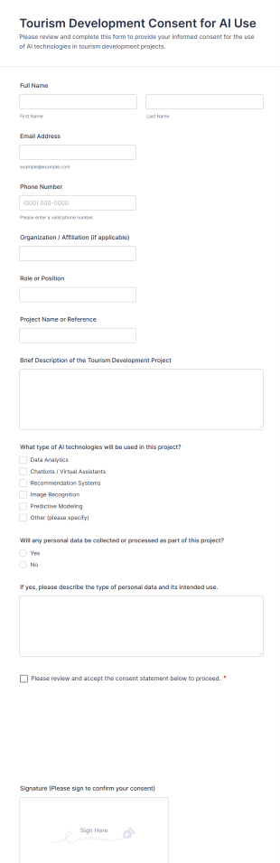 Tourism Development Consent For AI Use Form Template