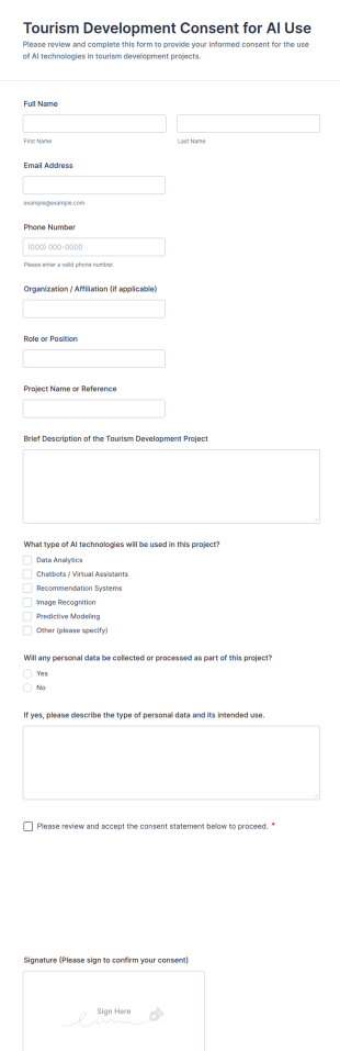 Tourism Development AI Use Consent Form Template