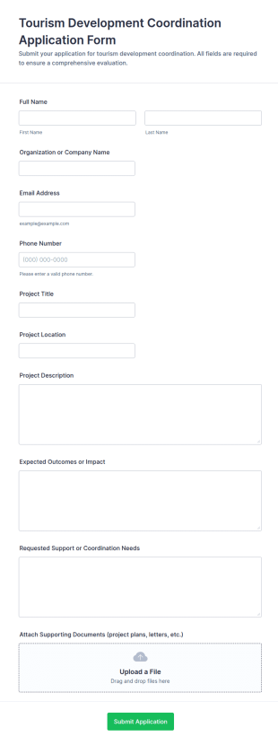 Tourism Development Coordination Application Form Template