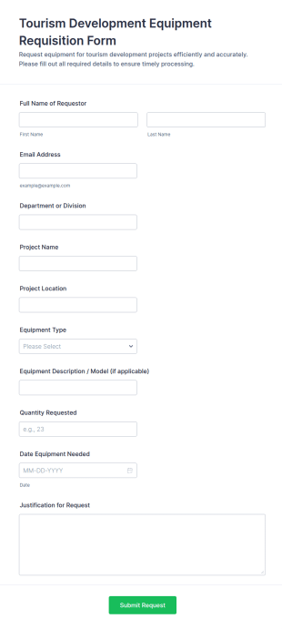 Tourism Development Equipment Requisition Form Template