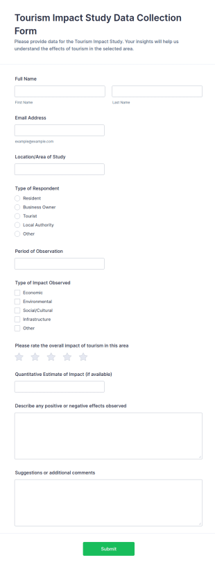 Tourism Impact Study Data Collection Form Template