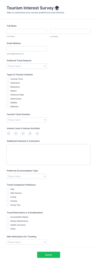 Tourism Interest Survey 🌍 Form Template