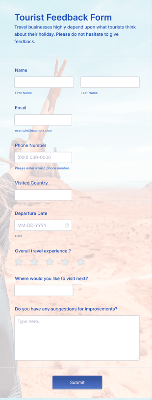 Tourist Feedback Form Template