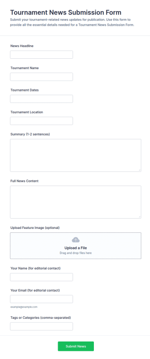 Tournament News Submission Form Template