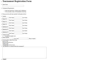 Tournament Registration Form Template