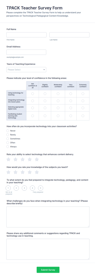 TPACK Teacher Survey Form Template