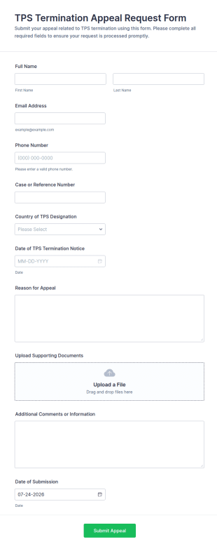 TPS Termination Appeal Request Form Template