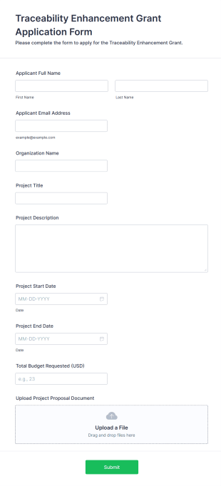 Traceability Enhancement Grant Application Form Form Template