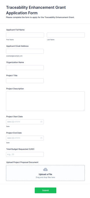 Traceability Enhancement Grant Application Form Template