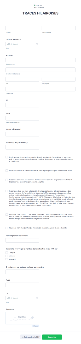 Traces Hilairoises Bulletin D'adhesion Form Template