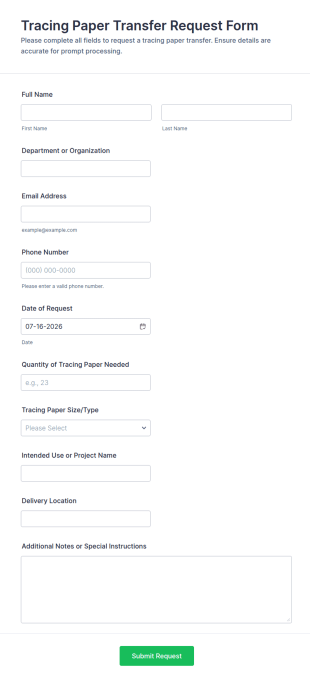 Tracing Paper Transfer Request Form Template