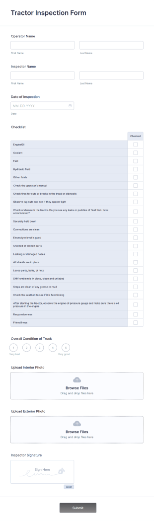 Tractor Inspection Form Template