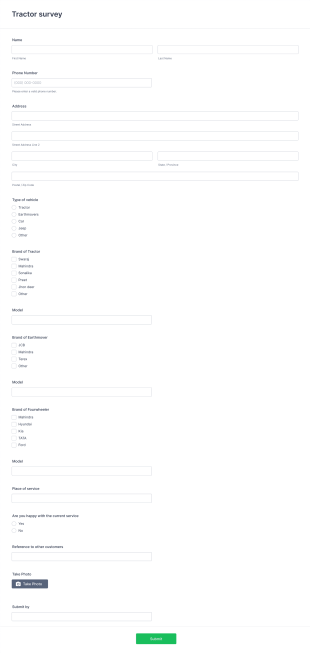 Tractor Supply Survey Form Template