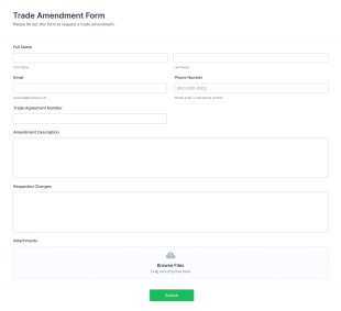 Trade Amendment Form Template