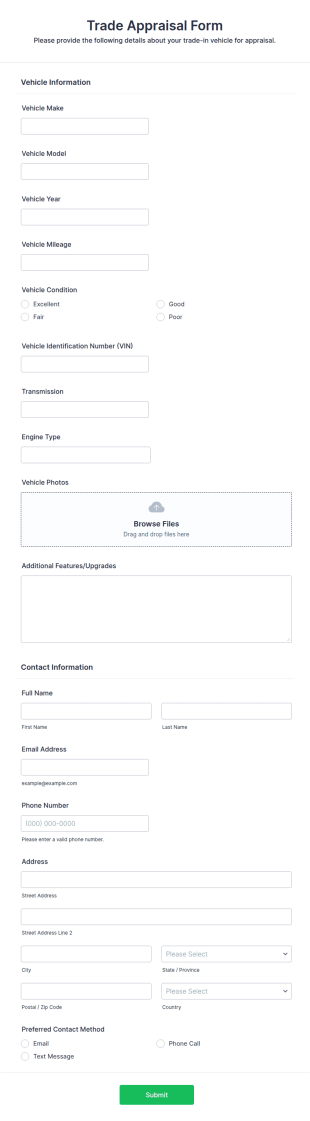 Trade Appraisal Form Template