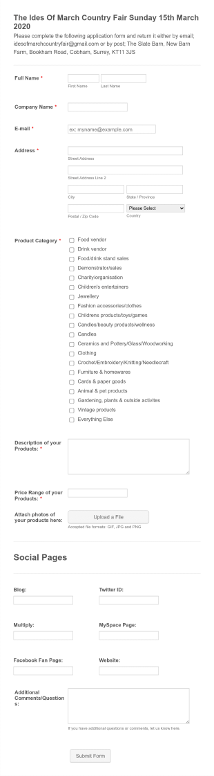 Trade Fair Application Form Template