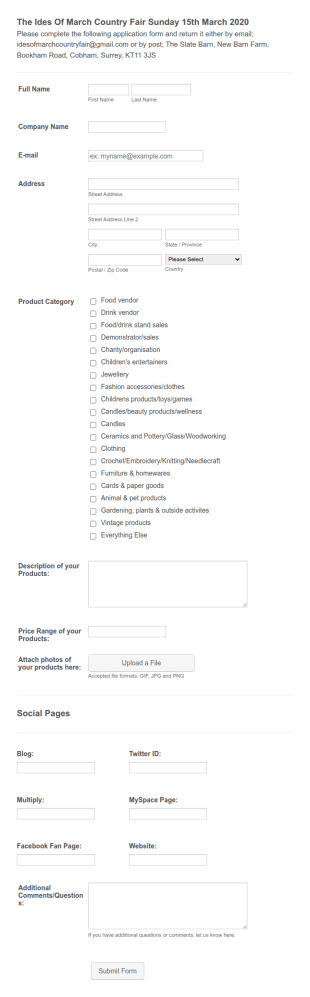 Trade Fair Application Form Template