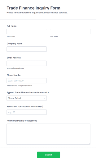 Trade Finance Inquiry Form Template