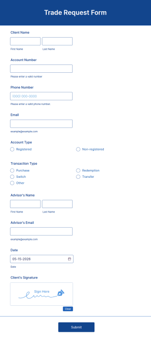 Trade Request Form Template