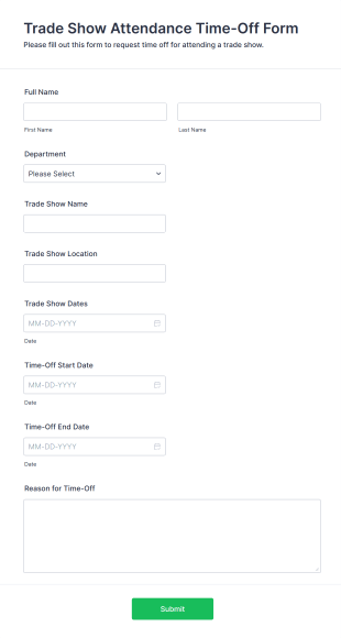 Trade Show Attendance Time Off Form Template