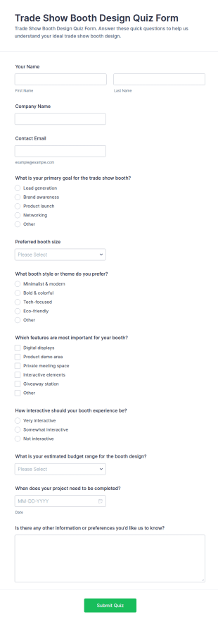Trade Show Booth Design Quiz Form Template