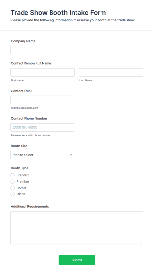 Trade Show Booth Intake Form Template