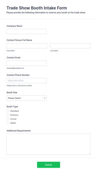 Trade Show Booth Intake Form Template